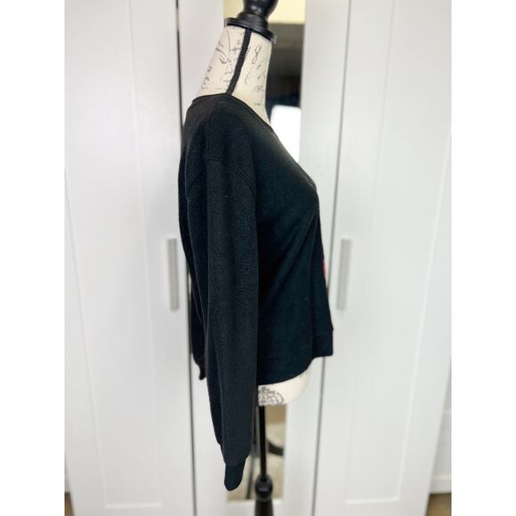 No Boundaries Black Fleece Reindeer Holiday Christmas Sweatshirt Size Medium - Picture 6 of 9